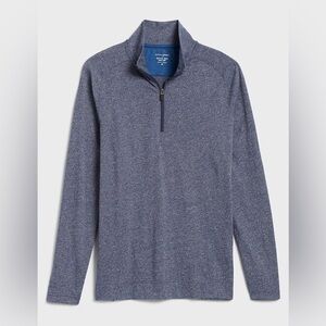 Banana Republic Heathered Indigo Blue 1/4 Zip Quick Dry Long Sleeve Shirt Men XL